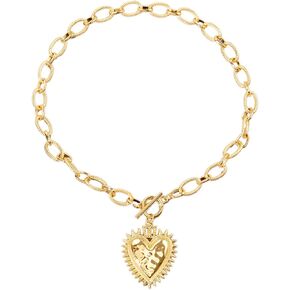 MYANAIL Gold Thick Chain Choker OT Clasp Necklace for Women Chunky Sun Heart Pendant Necklaces Jewelry Thick Bold Toggle Necklaces for Women Minimalist O-Shaped Link Chain Chokers Necklace Gift in Kuwait