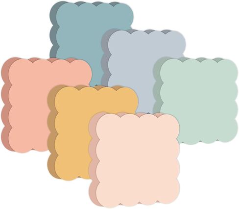 JarThenaAMCS 18 Pack Scalloped Sticky Notes Memo Pads 3 Inch Colorful Boho Wavy Self Adhesive Notepads 6 Designs for School Classroom Office Accessories Party Decor Supplies, 360 Sheets in Saudi Arabia