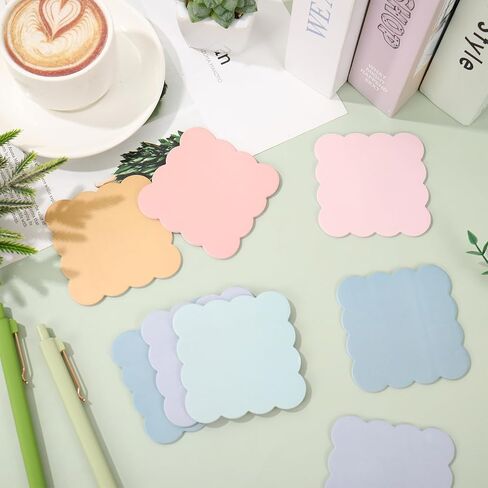 JarThenaAMCS 18 Pack Scalloped Sticky Notes Memo Pads 3 Inch Colorful Boho Wavy Self Adhesive Notepads 6 Designs for School Classroom Office Accessories Party Decor Supplies, 360 Sheets in Saudi Arabia