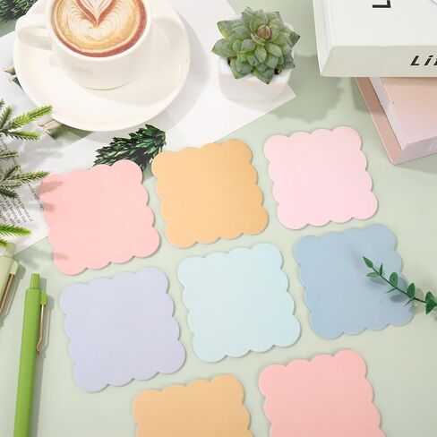 JarThenaAMCS 18 Pack Scalloped Sticky Notes Memo Pads 3 Inch Colorful Boho Wavy Self Adhesive Notepads 6 Designs for School Classroom Office Accessories Party Decor Supplies, 360 Sheets in Saudi Arabia