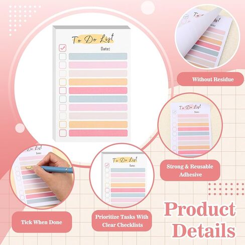 12 Packs to Do List Notepad, 600 Sheets Total – 4x6 Inch Colorful Sticky Notes for Office, Learning Places, Grocery & Daily Tasks – Fun & Practical Memo Pads for Coworkers, Friends, ADHD Organization in Kuwait