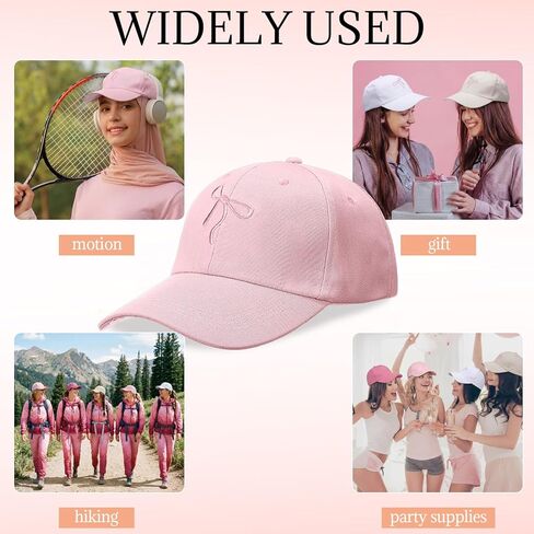Hercicy 5 قطع قبعة بيسبول على شكل فيونكة للنساء والرجال، لطيفة قابلة للتعديل Y2K Fashion Coquette Bow Hat Trucker Hat Accessories للمشي لمسافات طويلة والسفر والرياضات in Saudi Arabia