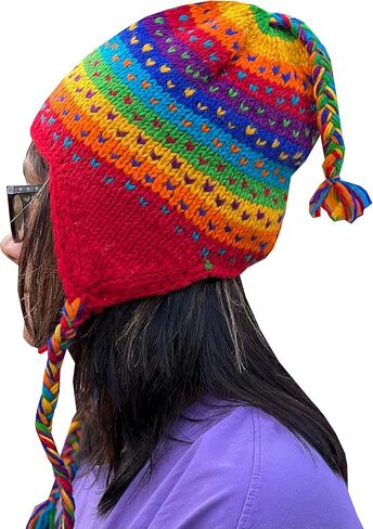 Nepal Hand Knit Ear Flaps Beanie Skull Ski 100% Wool Fleeced Hat/Cap in Saudi Arabia