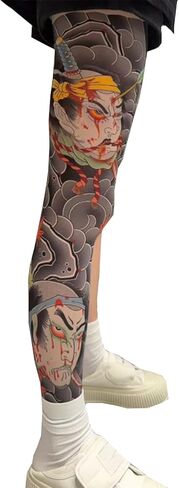 Tattoo print Single Leg stockings Cover scars Premium Mock Patterned Stockings unisex Tights with Designs in Saudi Arabia