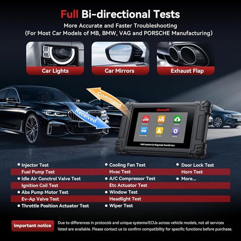 iCarsoft DE V4.0 أداة مسح تشخيصي ثنائية الاتجاه للنظام الكامل لمعظم طرازات السيارات من مجموعة مرسيدس بنز، وبي إم دبليو، وV.A.G وبورشه، وماسح ضوئي obd2 يصل إلى 42 خدمة قارئ رمز السيارة المباشر للبيانات in Saudi Arabia