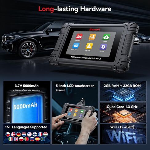 iCarsoft DE V4.0 أداة مسح تشخيصي ثنائية الاتجاه للنظام الكامل لمعظم طرازات السيارات من مجموعة مرسيدس بنز، وبي إم دبليو، وV.A.G وبورشه، وماسح ضوئي obd2 يصل إلى 42 خدمة قارئ رمز السيارة المباشر للبيانات in Saudi Arabia