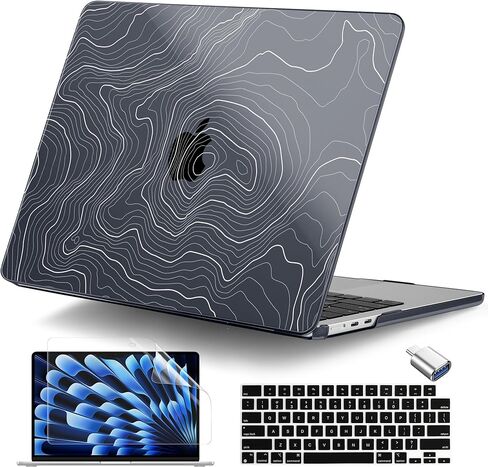 DONGKE for MacBook Air 15 inch Case M5 M4 M3 M2 Chip 2026 2025 2024 2023 Release (Model A3448 A3241 A3114 A2941), Hard Shell Case with Keyboard Cover & Type C Adapter, Blue & White Stripes in Kuwait
