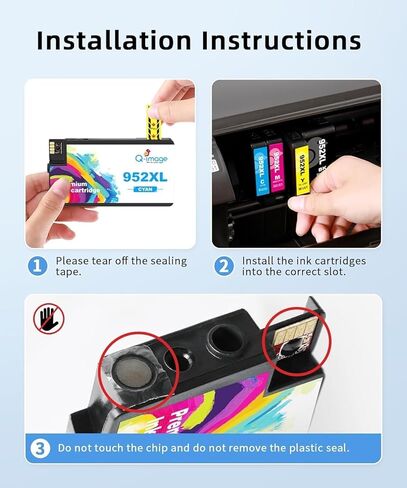 استبدال خراطيش الحبر 952XL المتوافقة مع Q-image لحزمة التحرير والسرد لخراطيش الحبر 952 952XL تعمل مع طابعات OfficeJet Pro 7740 8710 8720 8702 7720 8210 8216 8715 8725 8730 8740 (4 حزم) in Kuwait