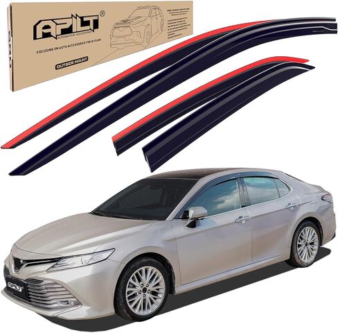 واقيات نافذة خارجية مثبتة على المطر لسيارة تويوتا كامري 2018-2024، منحرفة لتهوية الرياح كاملة الحجم، ملحقات السيارة، دخان داكن، مجموعة مكونة من 4 قطع مع خطوات أطول ومقاومة للماء in Kuwait