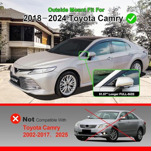 واقيات نافذة خارجية مثبتة على المطر لسيارة تويوتا كامري 2018-2024، منحرفة لتهوية الرياح كاملة الحجم، ملحقات السيارة، دخان داكن، مجموعة مكونة من 4 قطع مع خطوات أطول ومقاومة للماء in Kuwait