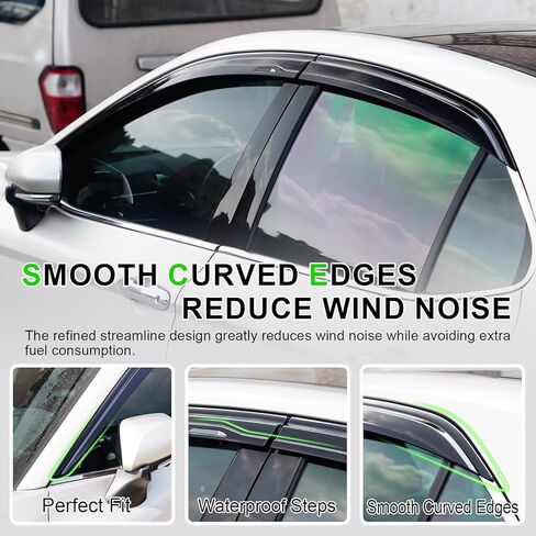 واقيات نافذة خارجية مثبتة على المطر لسيارة تويوتا كامري 2018-2024، منحرفة لتهوية الرياح كاملة الحجم، ملحقات السيارة، دخان داكن، مجموعة مكونة من 4 قطع مع خطوات أطول ومقاومة للماء in Kuwait
