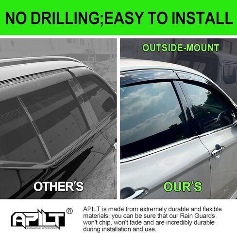 واقيات نافذة خارجية مثبتة على المطر لسيارة تويوتا كامري 2018-2024، منحرفة لتهوية الرياح كاملة الحجم، ملحقات السيارة، دخان داكن، مجموعة مكونة من 4 قطع مع خطوات أطول ومقاومة للماء in Kuwait