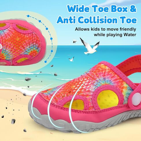 BARERUN Kids Water Shoes with Dual-Wears Boys Girls Quick Dry Breathable Water Shoes Closed Wide Toe Slide Sandals for Beach Swim Pool River in Kuwait