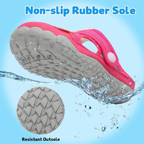 BARERUN Kids Water Shoes with Dual-Wears Boys Girls Quick Dry Breathable Water Shoes Closed Wide Toe Slide Sandals for Beach Swim Pool River in Kuwait