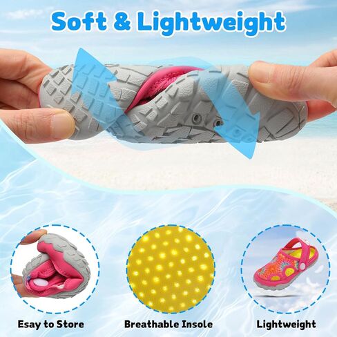 BARERUN Kids Water Shoes with Dual-Wears Boys Girls Quick Dry Breathable Water Shoes Closed Wide Toe Slide Sandals for Beach Swim Pool River in Kuwait