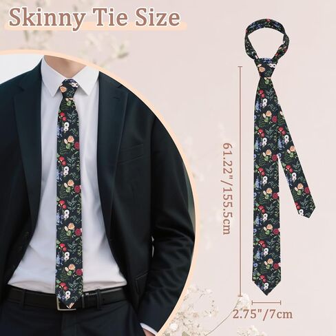 Floral Ties for Men, Skinny Mens Ties Flower Printed Men's Neckties for Wedding Party Casual Graduation Daily in Saudi Arabia