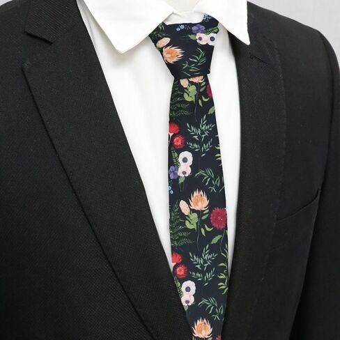 Floral Ties for Men, Skinny Mens Ties Flower Printed Men's Neckties for Wedding Party Casual Graduation Daily in Saudi Arabia