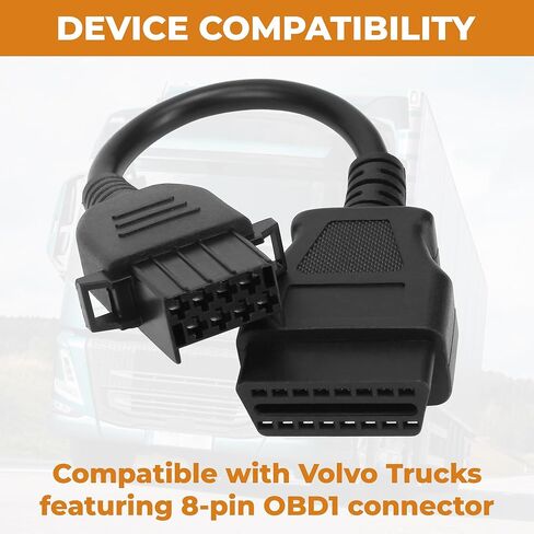8 Pin OBD1 to 16 Pin OBD2 Diagnostic Adapter Cable Compatible with Volvo Heavy Duty Truck, Work with Truck Obd2 Scanner Tools and Code Reader in Saudi Arabia