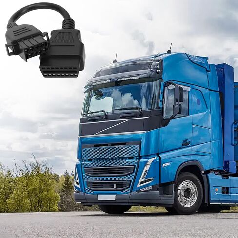 8 Pin OBD1 to 16 Pin OBD2 Diagnostic Adapter Cable Compatible with Volvo Heavy Duty Truck, Work with Truck Obd2 Scanner Tools and Code Reader in Saudi Arabia