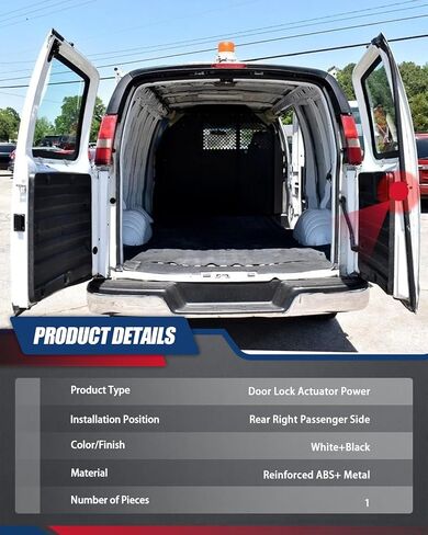 محرك قفل الباب الخلفي الأيمن للراكب يناسب سيارة Chevy Express 1500 2003-2014، 2500 3500 03-2019، 4500 2009-19، مزلاج الباب لـ GMC Savana يستبدل 22834666 in Saudi Arabia
