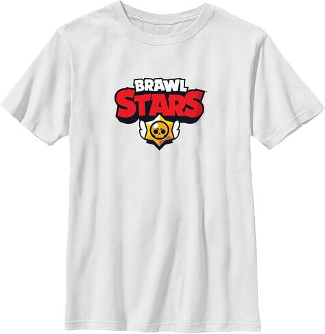 تي شيرت للأولاد يحمل شعار اللعبة الكلاسيكية الملونة Brawl Stars - أبيض - مقاس كبير in Saudi Arabia