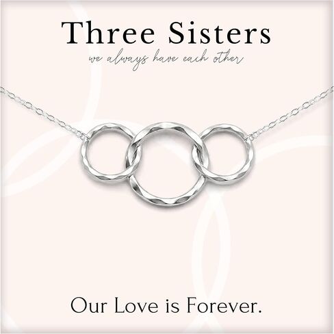 HOPE LOVE SHINE Sisters necklace for 2 3 4 5 Sister birthday gift from sister jewelry Big Little Sister circles ring necklace sterling silver in Kuwait