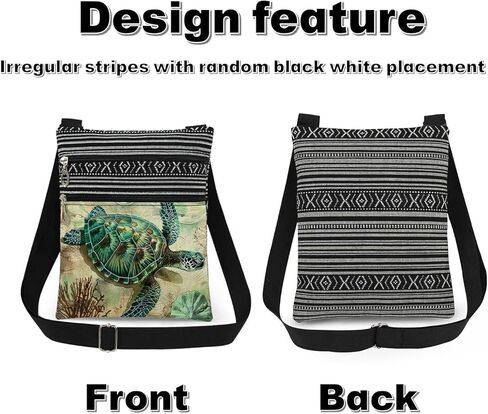 Retro Sea Turtle Crossbody Bag with Adjustable Strap Beach Shell Print Messenger Bag Travel Stylish Crossbody Purse Birthday Gift for Sea Turtle Lover Beach Vacation Present in Saudi Arabia