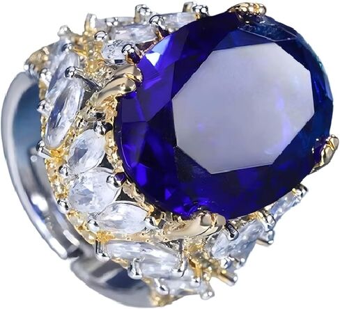 خاتم ياقوت بيضاوي - خاتم مصنوع يدويًا مطلي بالذهب ومرصع بالألماس قابل للتعديل - موضة، زفاف، حجر الميلاد، خطوبة، أفكار للذكرى السنوية للنساء in Kuwait