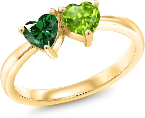 Gem Stone King 18K Yellow Gold Plated Silver Green Simulated Emerald and Green Peridot Ring For Women | 1.00 Cttw | Wedding Engagement Anniversary Promise Ring | Available In Size 5-9 in Saudi Arabia