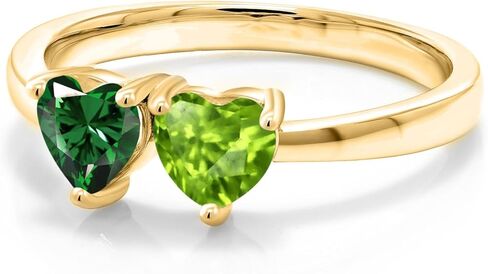 Gem Stone King 18K Yellow Gold Plated Silver Green Simulated Emerald and Green Peridot Ring For Women | 1.00 Cttw | Wedding Engagement Anniversary Promise Ring | Available In Size 5-9 in Saudi Arabia