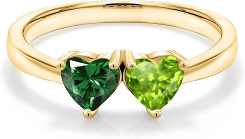 Gem Stone King 18K Yellow Gold Plated Silver Green Simulated Emerald and Green Peridot Ring For Women | 1.00 Cttw | Wedding Engagement Anniversary Promise Ring | Available In Size 5-9 in Saudi Arabia