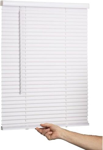LOTUS & WINDOWARE Cordless Mini Blind, 1" Vinyl Slats, 57" Wide x 84" Long - White, Window Blinds for Home and Office, Interior Door Blinds - Light Filtering in Kuwait