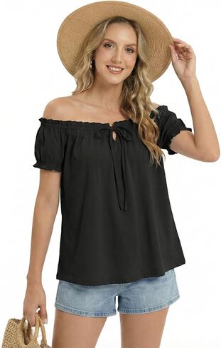 YOINS Babydoll Tops for Women Summer Cute Off Shoulder Loose Fit Tie Front Tank Tops Casual Going Out Flowy Shirt in Saudi Arabia