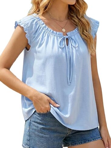 YOINS Babydoll Tops for Women Summer Cute Off Shoulder Loose Fit Tie Front Tank Tops Casual Going Out Flowy Shirt in Saudi Arabia