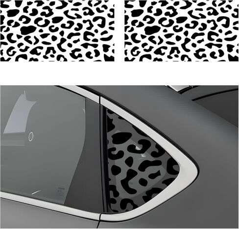 قطعتان من ملصقات النوافذ الجانبية للسيارة، ملصقات نافذة الربع الخلفي بطباعة الفهد الفهد مسبقًا، ملصق نوافذ جانبية بتصميم حيوان الفهد المقاوم للأشعة فوق البنفسجية لمعظم السيارات in Kuwait