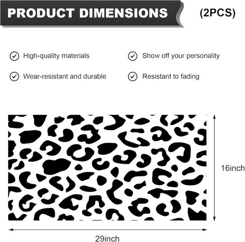 قطعتان من ملصقات النوافذ الجانبية للسيارة، ملصقات نافذة الربع الخلفي بطباعة الفهد الفهد مسبقًا، ملصق نوافذ جانبية بتصميم حيوان الفهد المقاوم للأشعة فوق البنفسجية لمعظم السيارات in Kuwait