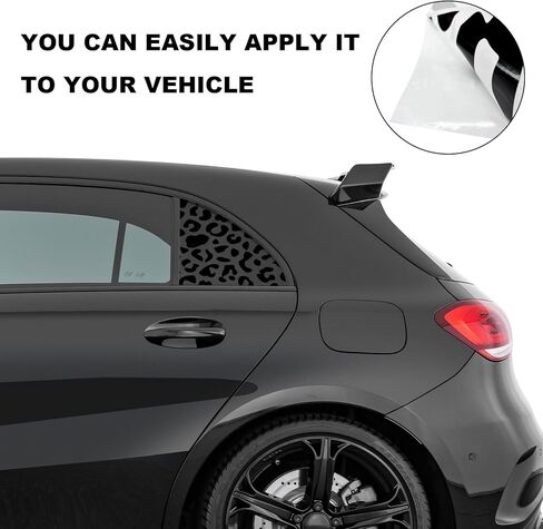 قطعتان من ملصقات النوافذ الجانبية للسيارة، ملصقات نافذة الربع الخلفي بطباعة الفهد الفهد مسبقًا، ملصق نوافذ جانبية بتصميم حيوان الفهد المقاوم للأشعة فوق البنفسجية لمعظم السيارات in Kuwait