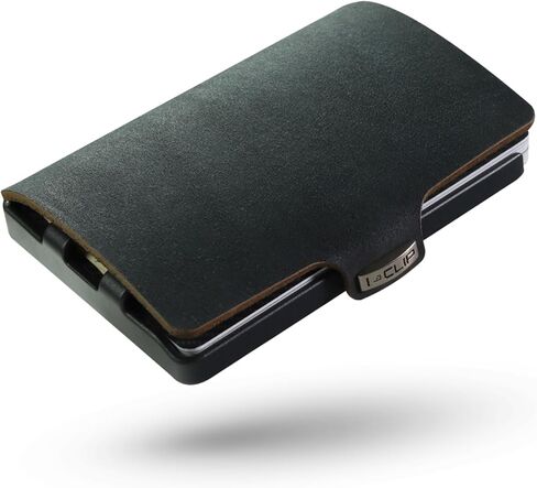محفظة I-CLIP الأصلية الرفيعة للرجال - محفظة بمشبك نقود مع حامل بطاقات - محفظة جيب أمامية صغيرة تحمل ما يصل إلى 12 بطاقة - خفيفة الوزن للغاية بوزن 0.78 أونصة - جلد أسود ناعم - إطار أسود in Kuwait