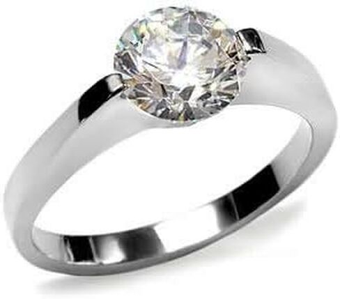 Women’s CZ Cubic Zirconia Sustainable Solitaire Bridal Engagement Ring in Hypoallergenic Stainless Steel for Wedding Proposals and Anniversaries in Kuwait