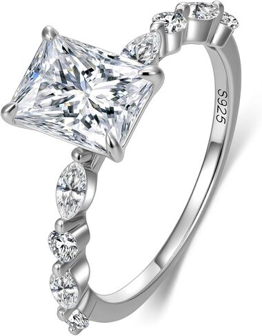 2CT Radiant Cut Moissanite Engagement Rings for Women 925 Sterling Silver D Color VVS Clarity Moissanite Wedding Rings for Her in Kuwait