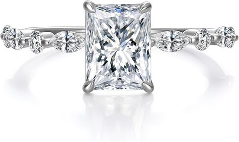 2CT Radiant Cut Moissanite Engagement Rings for Women 925 Sterling Silver D Color VVS Clarity Moissanite Wedding Rings for Her in Kuwait