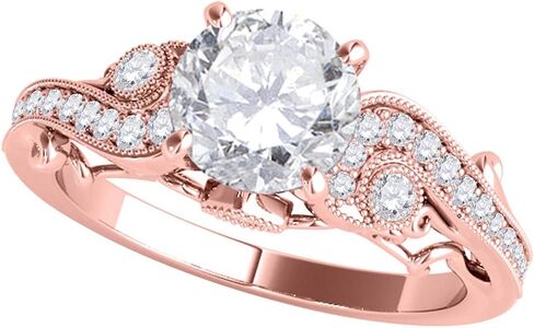 MauliJewels Engagement Rings Women 0.50 Carat Halo Diamond Engagement Ring 4-prong 14K Solid Gold in Kuwait