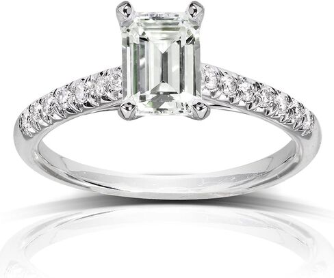 Kobelli Emerald Cut Moissanite Engagement Ring 1 1/5 CTW 14k White Gold in Saudi Arabia