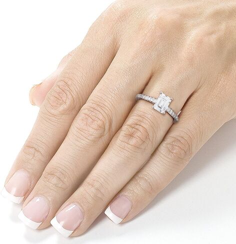 Kobelli Emerald Cut Moissanite Engagement Ring 1 1/5 CTW 14k White Gold in Saudi Arabia