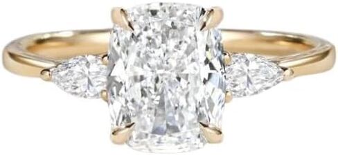 Unique Elongated 2CT Cushion Cut CZ Engagement Ring,Three Stone Cubic Zirconia Ring,Wedding Ring For Women,Gifted For Her,Size 3-12. in Saudi Arabia