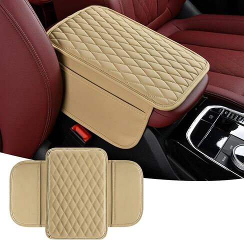 Car Center Console Cover, Upgraded Microfiber Car Armrest Cover Cushion, with 2 Storage Bags Scratch, Resistant Leather Cars Armrest Storage Box Universal Vehicles Accessories (Black) in Kuwait