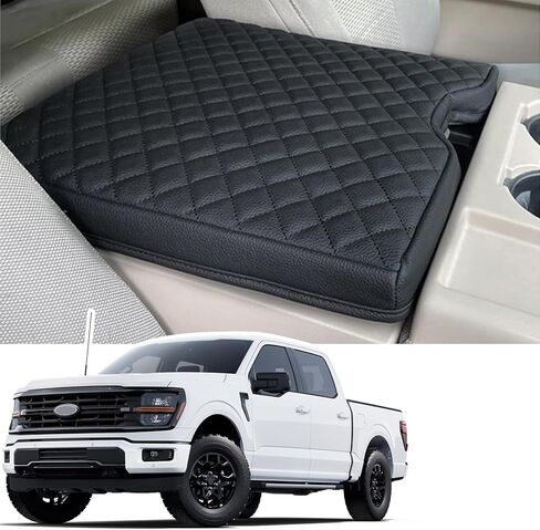 Center Console Cushion Compatible with Ford F150 2015-2025,2017-2025 F250 F350 F450 with 40/20/40 Jump Seat,PU Leather Front Center Jump Seat Console Cover,Jump Seat Only in Saudi Arabia