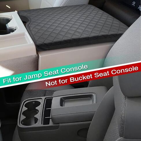 Center Console Cushion Compatible with Ford F150 2015-2025,2017-2025 F250 F350 F450 with 40/20/40 Jump Seat,PU Leather Front Center Jump Seat Console Cover,Jump Seat Only in Saudi Arabia