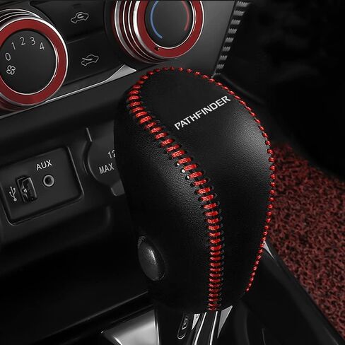 XITER Leather Gear Shift Knob Cover Protector Trim Automatic Transmission Interior Accessories for Nissan Pathfinder 2022-2025 2026(Black Stitches) in Saudi Arabia