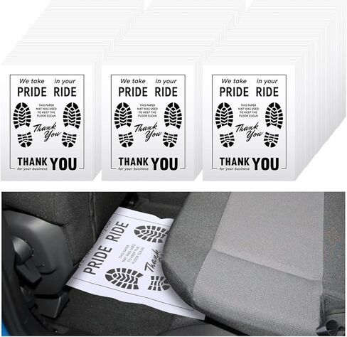 500 Pcs Paper Floor Mats for Cars - 20×16" Disposable Paper Automotive Floor Protectors, Auto Vehicles Floor Covers with Footprint Words, White Floor Pads for Cars in Saudi Arabia